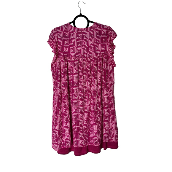 Savanna Jane Embroidered Mini Shift Dress 2X Pink Flutter Sleeve Boho Peasant - Picture 2 of 10